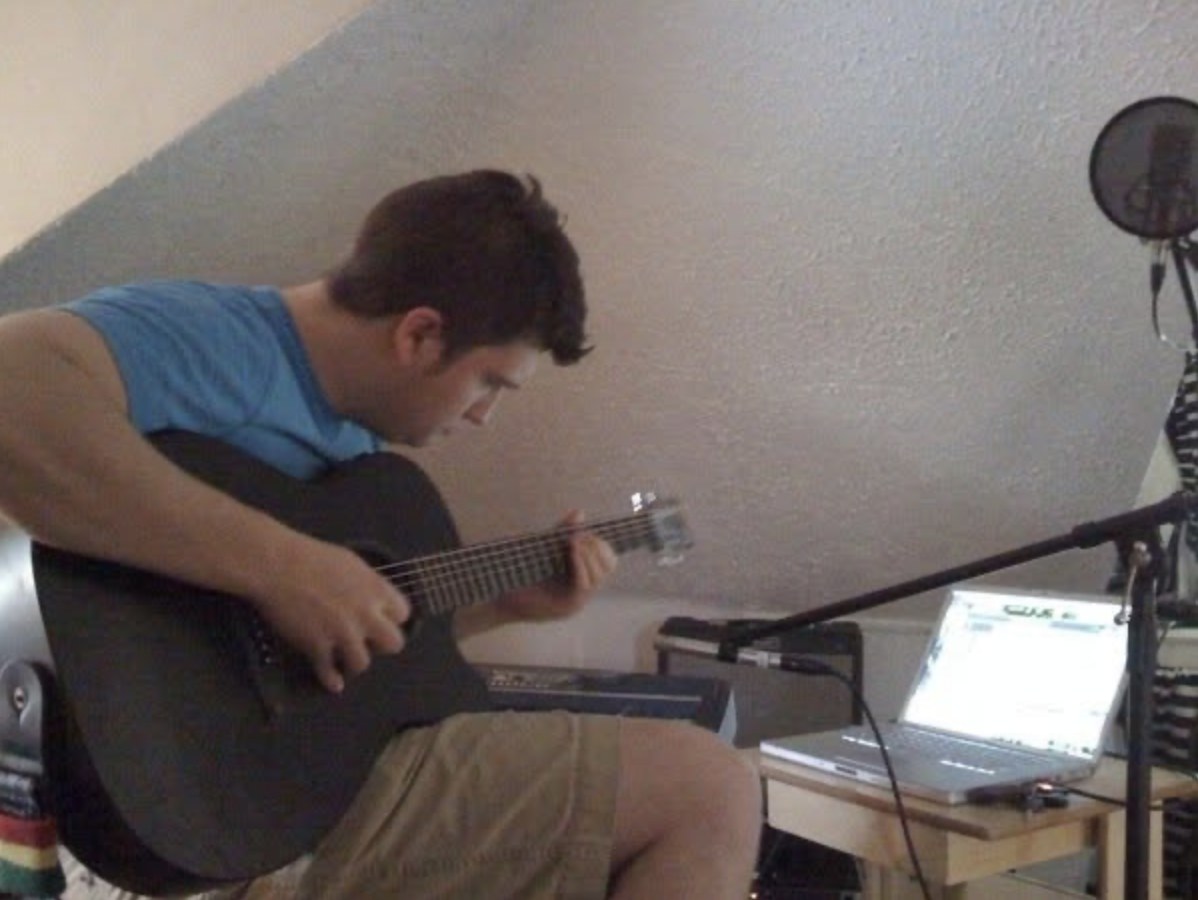 Recording demos in the home studio in South Allentown, PA, fall 2009